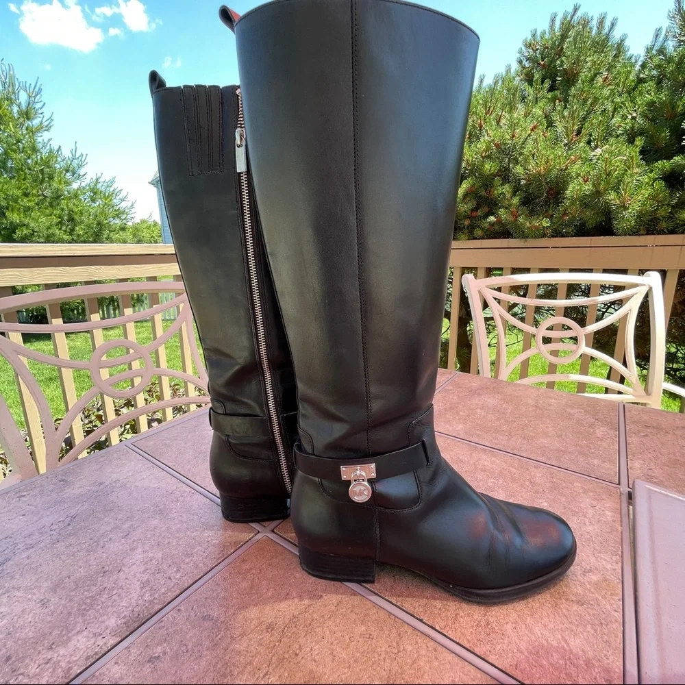 MICHAEL Michael Kors Women's Preston Leather Tall Riding Boots - Black Size 8.5M - Picture 4 of 9